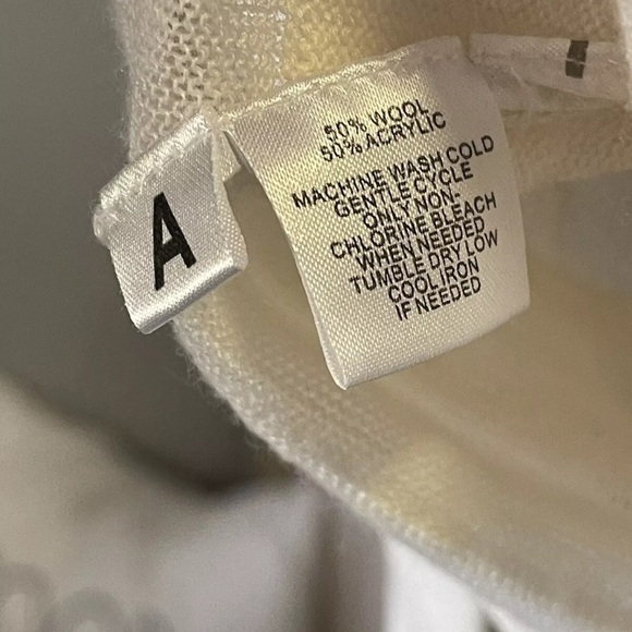 NWOT Wool Sweater Ann Taylor Loft Ivory M  Sheer Stripe Crop Party Office Nice! - Picture 6 of 7